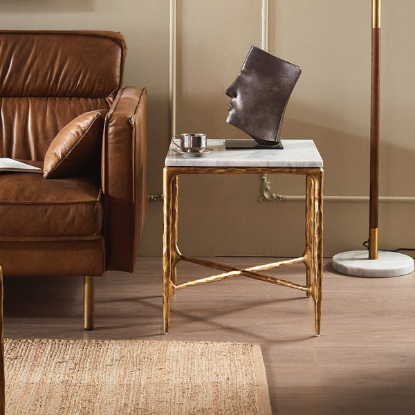 Thaddeus Mabrble Square Side Table 18" 22"