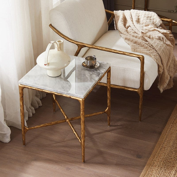 Thaddeus Mabrble Square Side Table 18" 22"