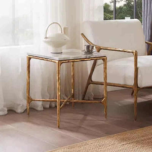 Thaddeus Mabrble Square Side Table 18" 22"