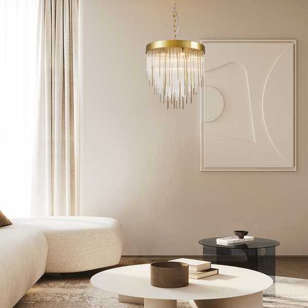 Cascaru Aged 12-Light Chandelier 30"