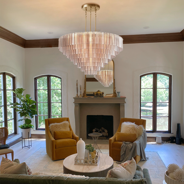 Sina Round Glass Tile Chandelier