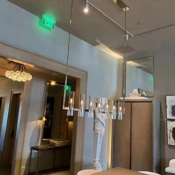 Ravelle 59-Inch Linear Glass Shade Chandelier for Dining Room