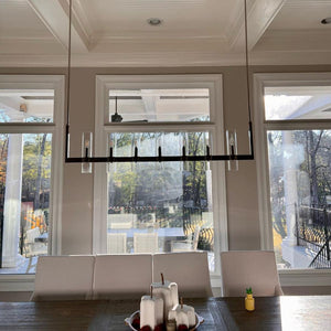 Ravelle 59-Inch Linear Glass Shade Chandelier for Dining Room