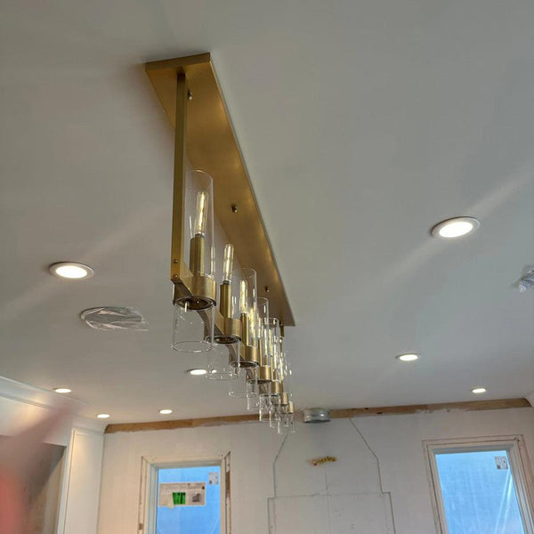 Ravelle 59-Inch Linear Glass Shade Chandelier for Dining Room