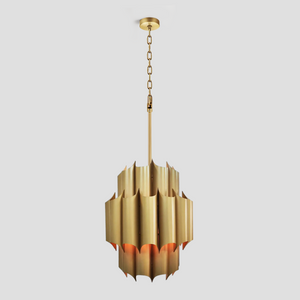 Cathed Brass Fluted Chandelier