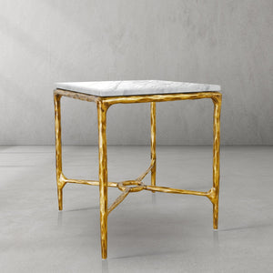 Thaddeus Mabrble Square Side Table 18" 22"