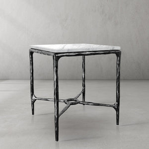 Thaddeus Mabrble Square Side Table 18" 22"