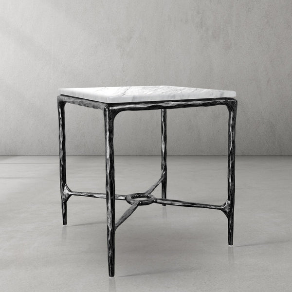 Thaddeus Mabrble Square Side Table 18" 22"