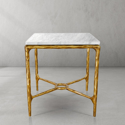 Thaddeus Mabrble Square Side Table 18" 22"