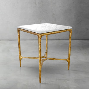 Thaddeus Mabrble Square Side Table 18" 22"