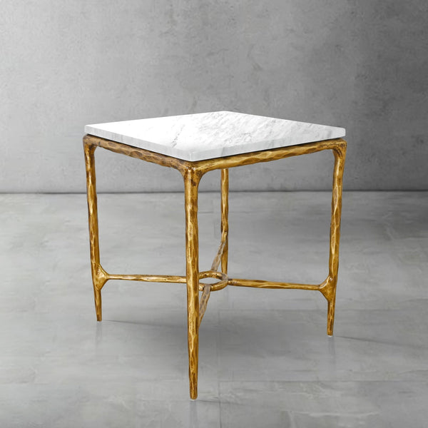 Thaddeus Mabrble Square Side Table 18" 22"