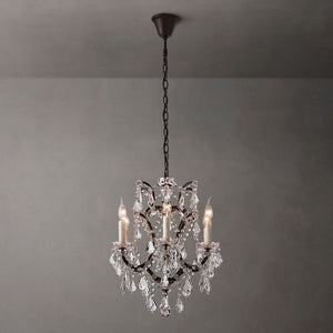 19th C. Rococo Iron & Crystal Round Dining Room Chandelier 18"