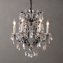 19th C. Rococo Iron & Crystal Round Dining Room Chandelier 18"