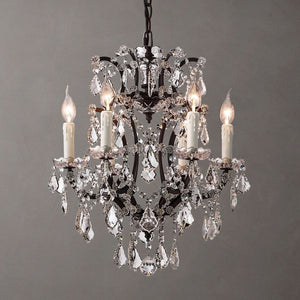 19th C. Rococo Iron & Crystal Round Dining Room Chandelier 18"