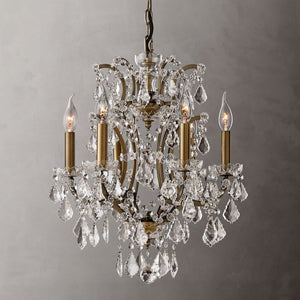 19th C. Rococo Iron & Crystal Round Dining Room Chandelier 18"