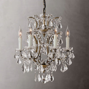 19th C. Rococo Iron & Crystal Round Dining Room Chandelier 18"