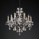 19th C. Rococo Iron & Crystal Round Dining Room Chandelier 28"