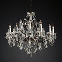 19th C. Rococo Iron & Crystal Round Dining Room Chandelier 33"