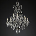 19th C. Rococo Iron & Crystal Round Dining Room Chandelier 40"