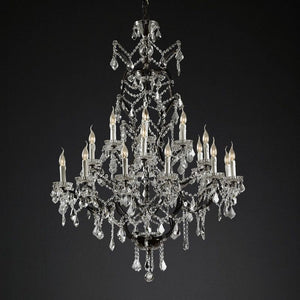 19th C. Rococo Iron & Crystal Round Dining Room Chandelier 40"