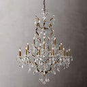 19th C. Rococo Iron & Crystal Round Dining Room Chandelier 40"