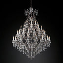 19th C. Rococo Iron & Crystal Round Dining Room Chandelier 60"