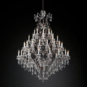 19th C. Rococo Iron & Crystal Round Dining Room Chandelier 60"