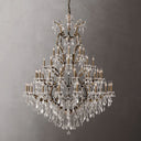 19th C. Rococo Iron & Crystal Round Dining Room Chandelier 60"