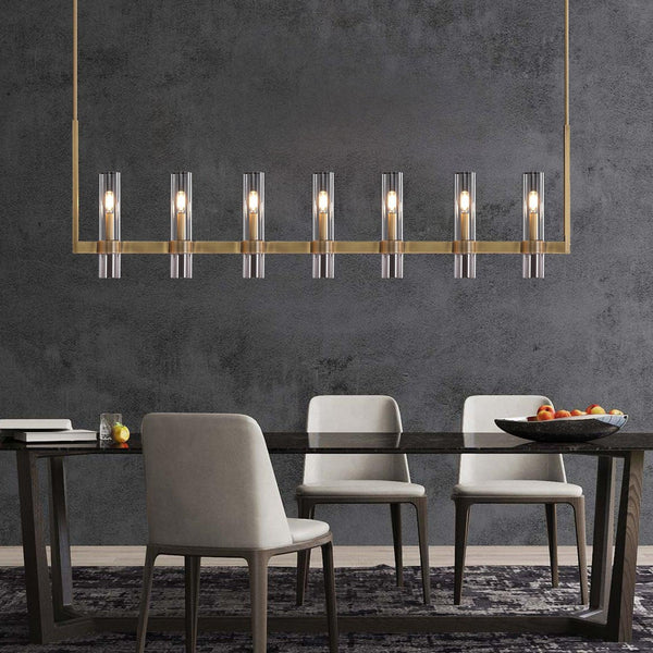 Ravelle 59-Inch Linear Glass Shade Chandelier for Dining Room