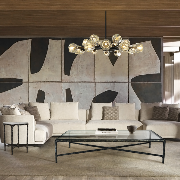 Thaddeus Forged Iron Square Glass Coffee Table