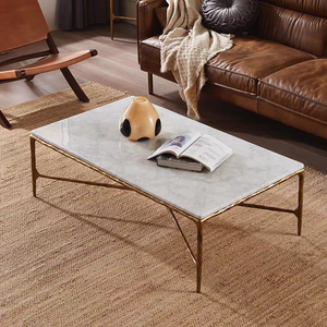 Thaddeus Forged Iron Rectangle Marble Coffee Table