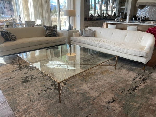 Thaddeus Forged Iron Square Glass Coffee Table