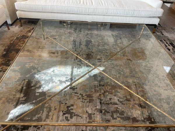 Thaddeus Forged Iron Square Glass Coffee Table