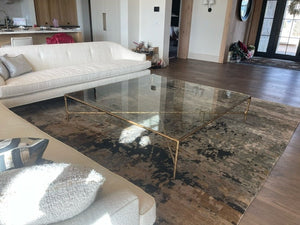 Thaddeus Forged Iron Square Glass Coffee Table