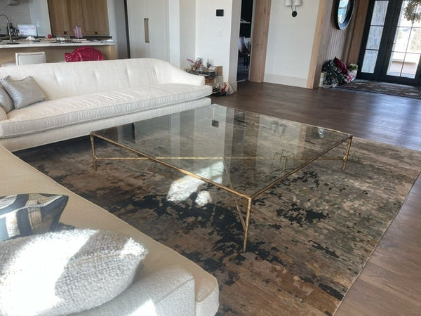 Thaddeus Forged Iron Square Glass Coffee Table
