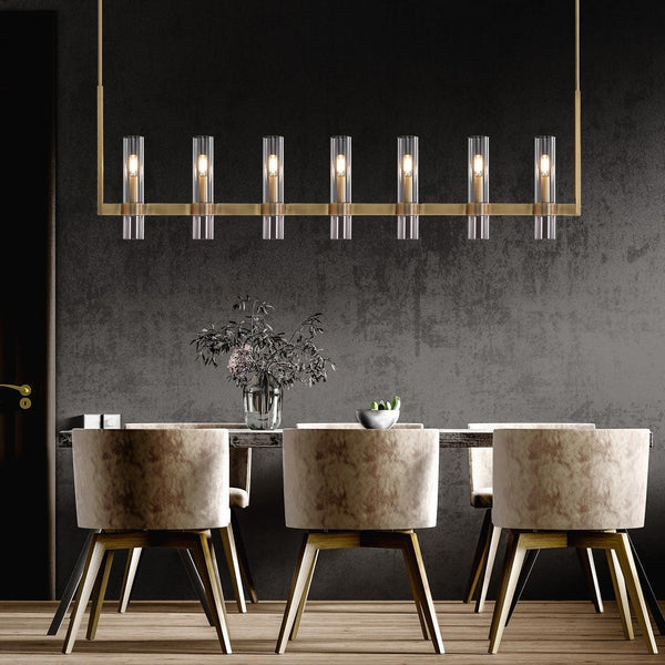 Ravelle 59-Inch Linear Glass Shade Chandelier for Dining Room