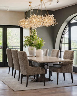 Fiore Crown Crystal Chandelier: Luxurious Floral Iron Design, Multiple Sizes & Finishes