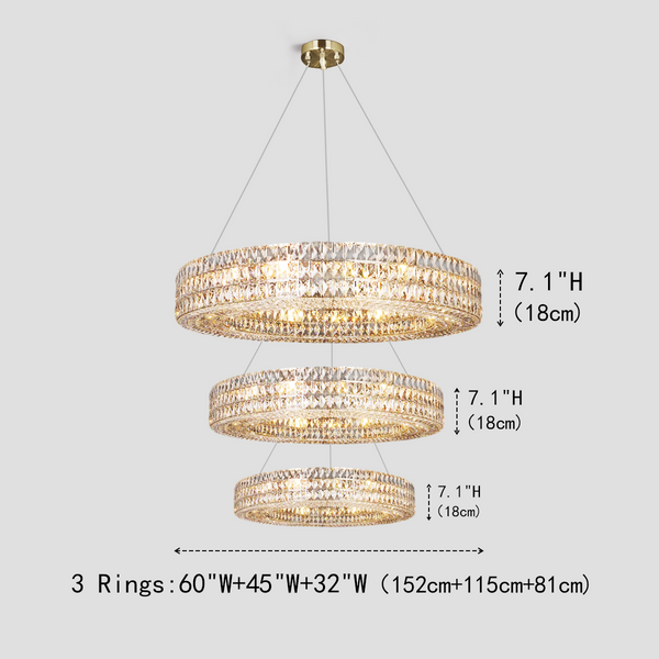 Dina Halo Crystal Multi-Tier Ring Chandelier