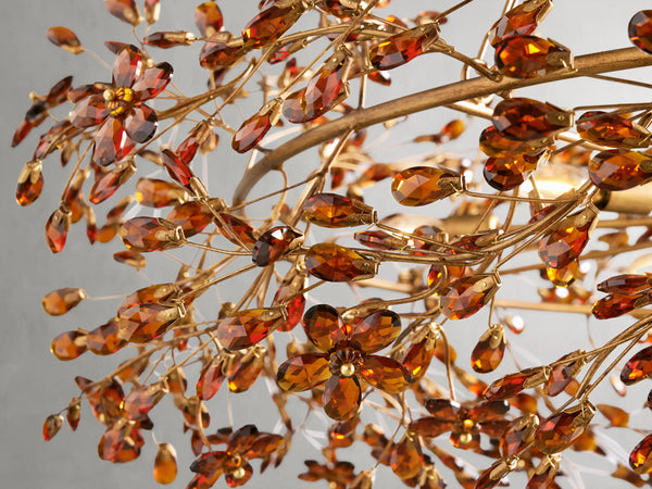 Fiore Crown Crystal Chandelier: Luxurious Floral Iron Design, Multiple Sizes & Finishes