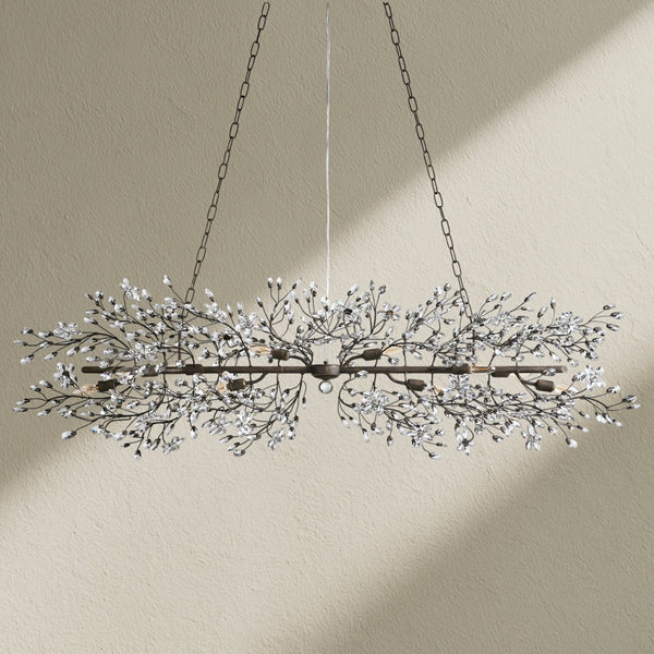 Fiore Linear Crystal Floral Chandelier