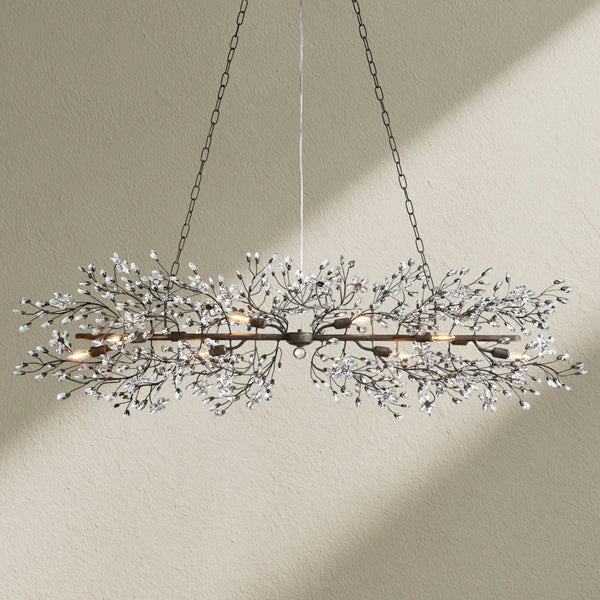 Fiore Linear Crystal Floral Chandelier