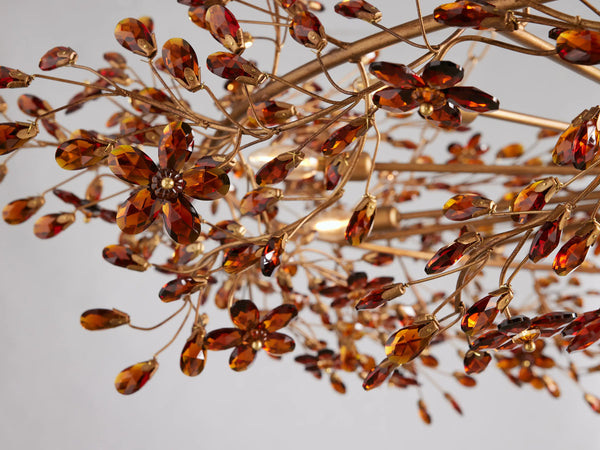 Fiore Crown Crystal Chandelier: Luxurious Floral Iron Design, Multiple Sizes & Finishes
