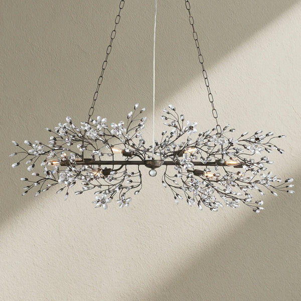 Fiore Linear Crystal Floral Chandelier