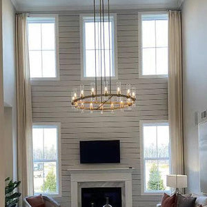 Lavelle 36-inch Round Blown Glass Chandelier with Brass Frame