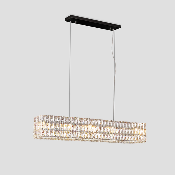 Dina Halo Rectangular Crystal Chandelier