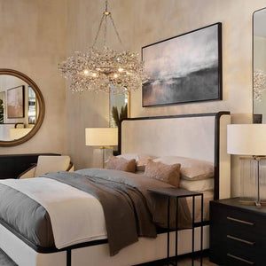 Fiore Crown Crystal Chandelier: Luxurious Floral Iron Design, Multiple Sizes & Finishes