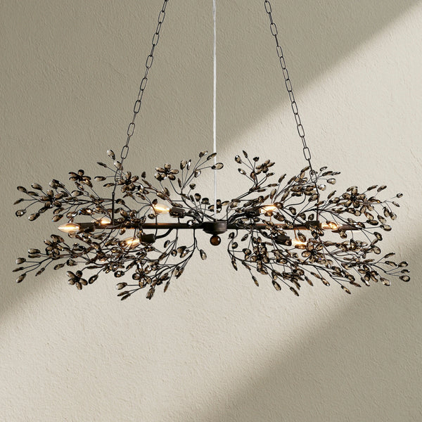 Fiore Linear Crystal Floral Chandelier