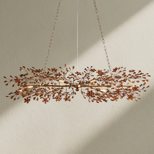 Fiore Linear Crystal Floral Chandelier
