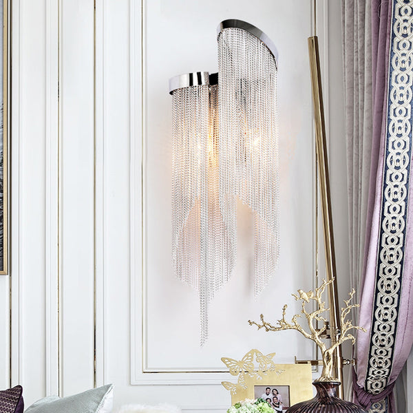 Fiona Aluminum Chain Tassel Wall Sconce
