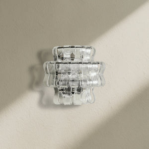 Ghiaccio Curved Glass Wall Sconce with Plated Brass Finish